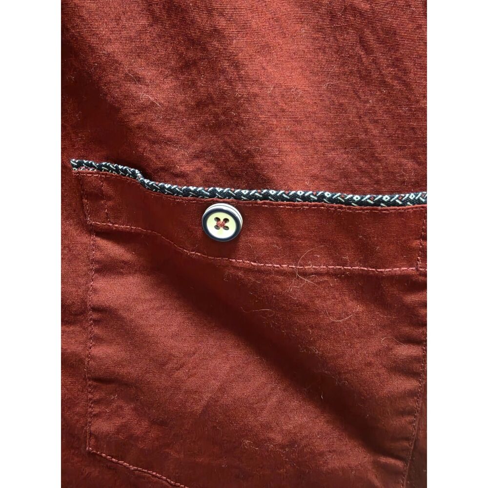 Craft & Flow Burgundy Wine Short Sleeve Stretch Button Up Shirt Men's L - Picture 2 of 4